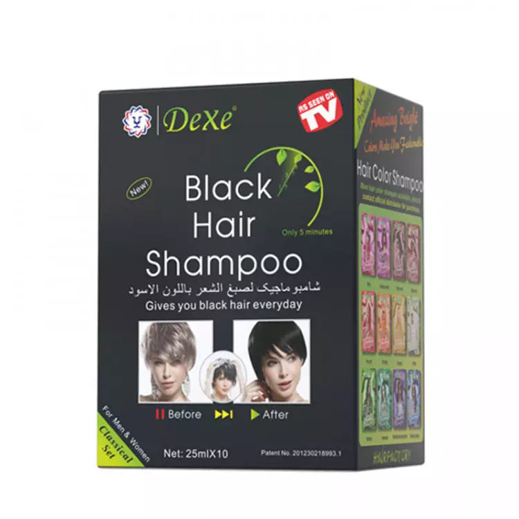 DEXE Black Hair Shampoo 5 minutes Instant Dye Permanent Hair Colour x 10 Pack