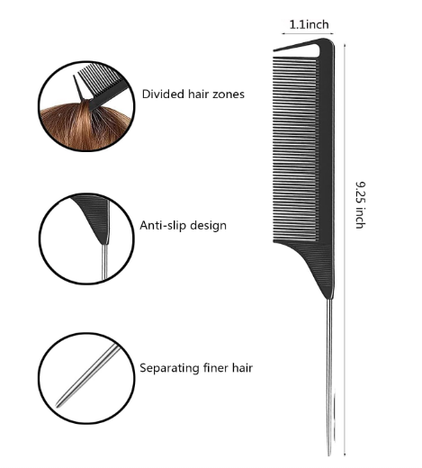 Metal Tail Comb Black