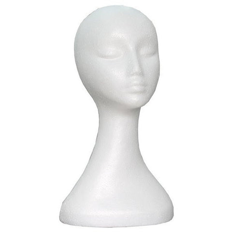 POLYSTYRENE WIG HEAD WITH SOULDER STYROFOAM FOAM MANNEQUIN (WHITE)